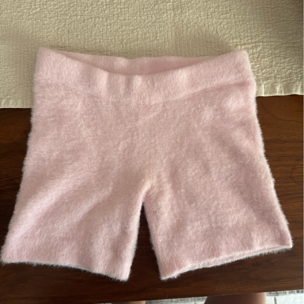 SKIMS Blush Pink Fuzzy Lounge Shorts